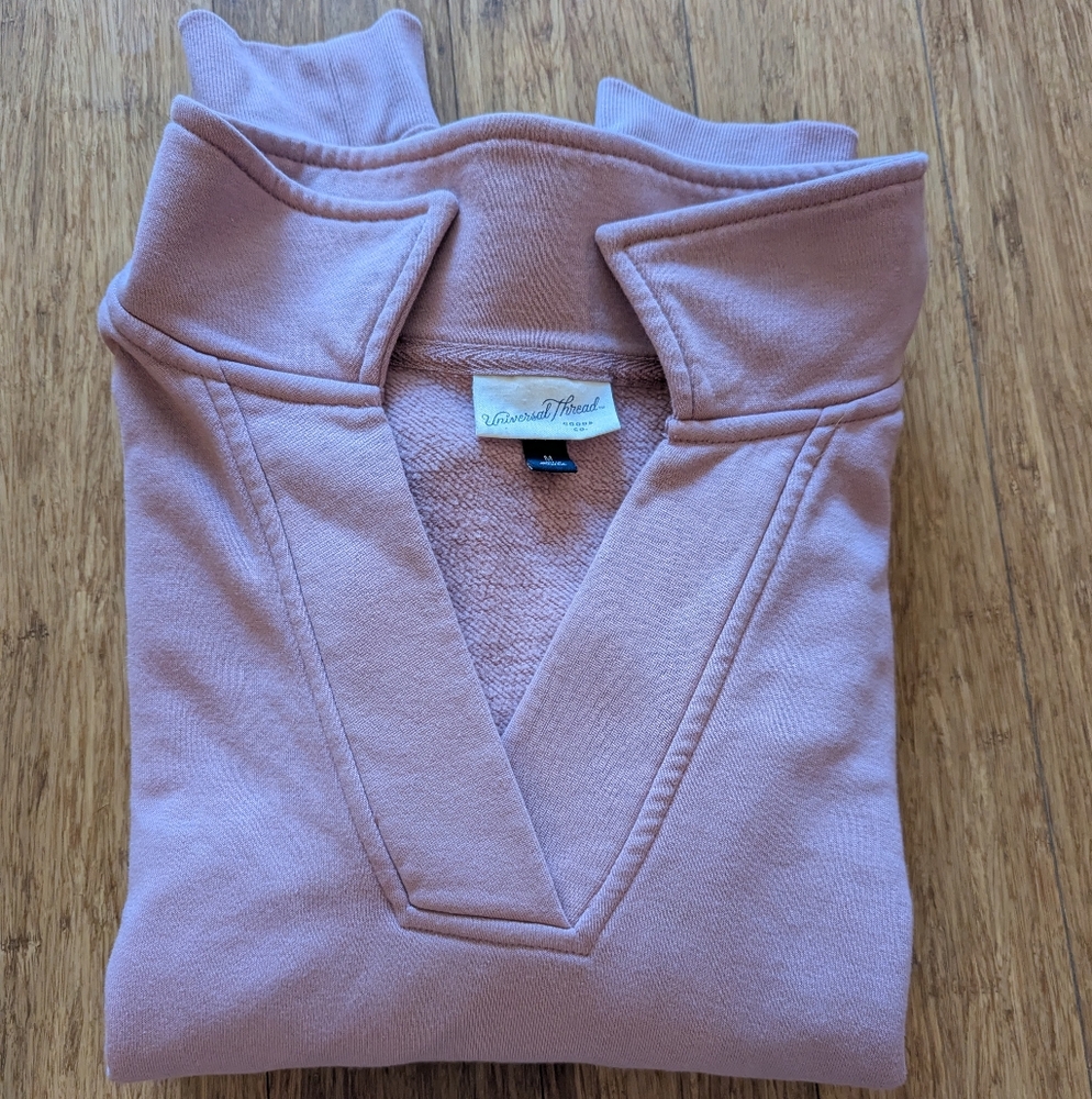 Pink V-Neck Sweater in Soft Cotton Blend